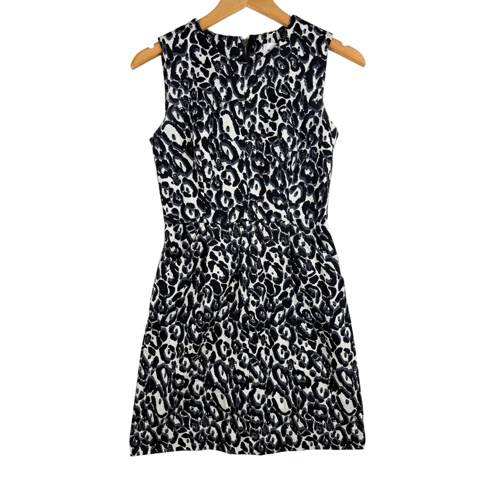 Milly Animal/Leopard Print Sheath Sleeveless Dress size 2 Black/White